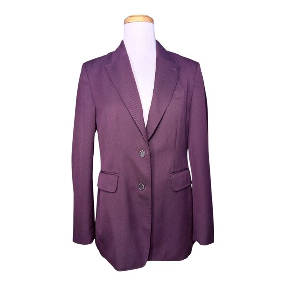 Ines De La Fressange Uniqlo Womens Burgundy Blazer Size M Two-Button Lined - Picture 8 of 9